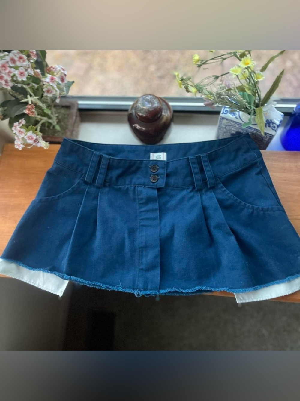 Urban Outfitters Navy Pleated Cargo Mini Skirt